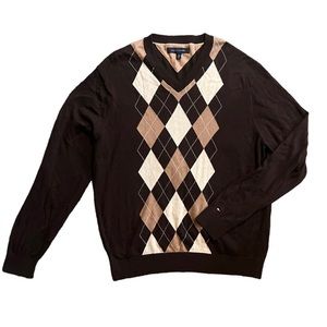 Tommy Hilfiger Argyle V-neck Sweater Men’s Large